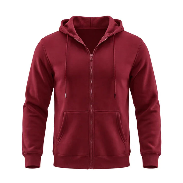 Herren-Fleecejacke mit Kapuze und lockerer Passform - Wein - 3XL - image 12