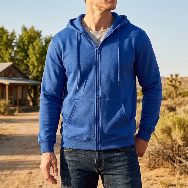 Herren-Fleecejacke mit Kapuze und lockerer Passform - image 0