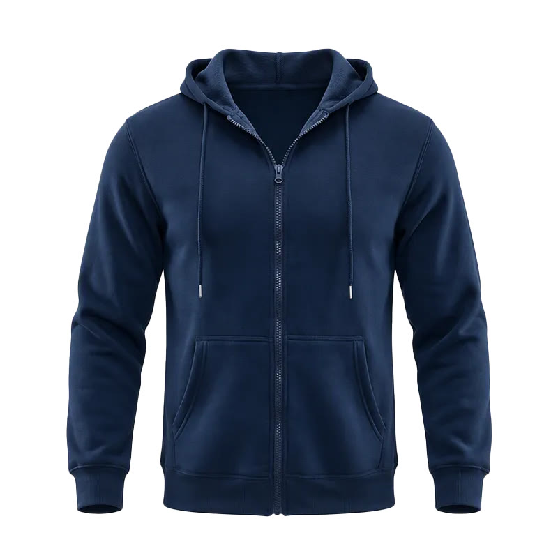 Herren-Fleecejacke mit Kapuze und lockerer Passform - Marineblau - 3XL - image 13