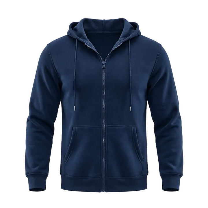 Herren-Fleecejacke mit Kapuze und lockerer Passform - Marineblau - 3XL - image 13