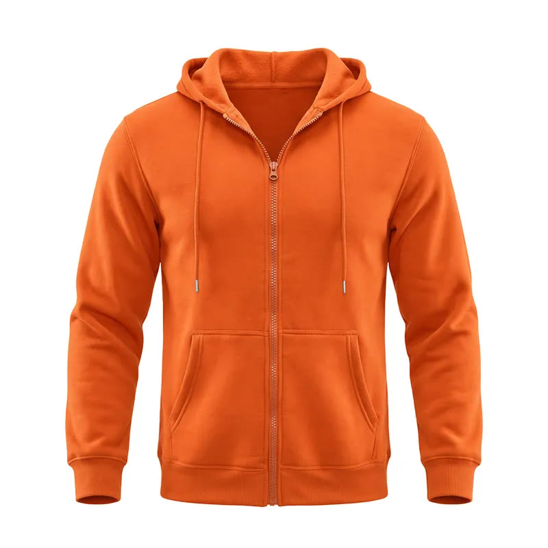 Herren-Fleecejacke mit Kapuze und lockerer Passform - Orange - 3XL - image 15