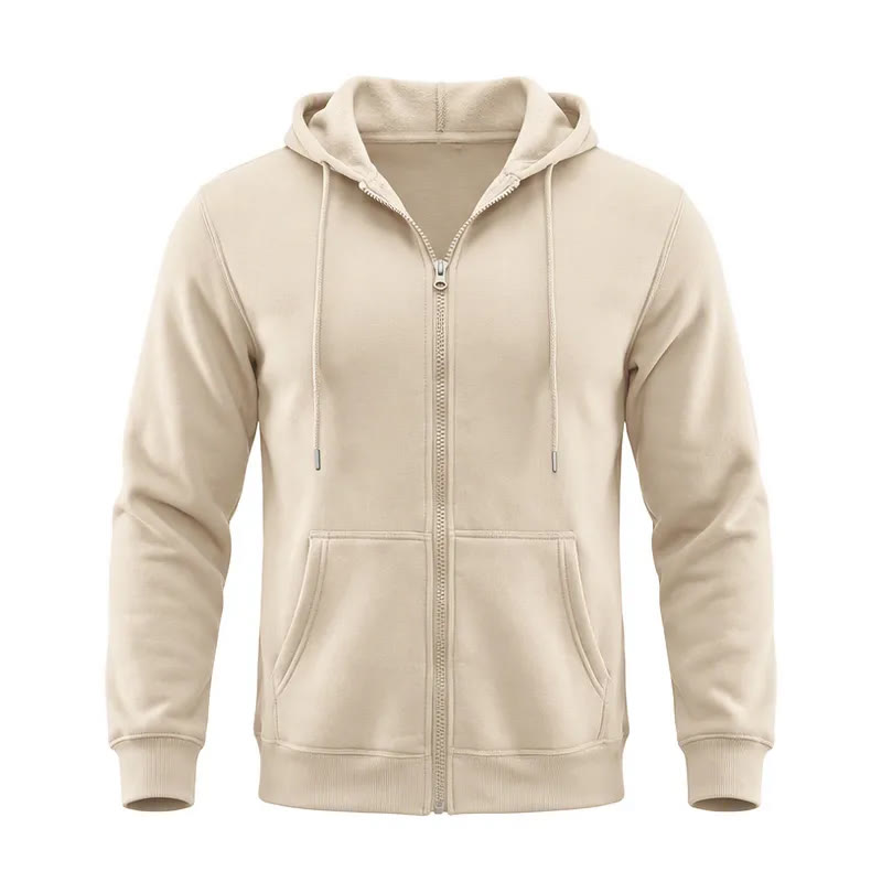 Herren-Fleecejacke mit Kapuze und lockerer Passform - Khaki - 3XL - image 14