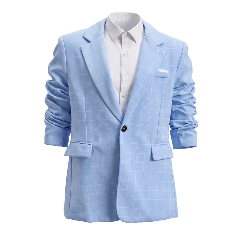 Herren-Businessblazer in Hellblau mit Karomuster - Blau - 2XL - image 1