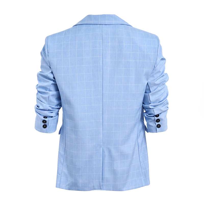Herren-Businessblazer in Hellblau mit Karomuster - image 7