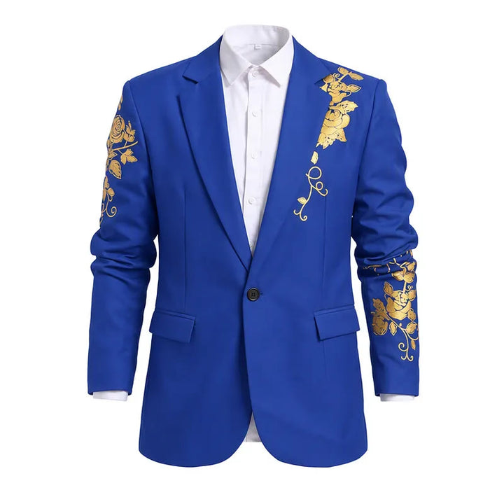 Herren-Partyblazer mit goldenem Blumenmuster - Königsblau - 3XL - image 4