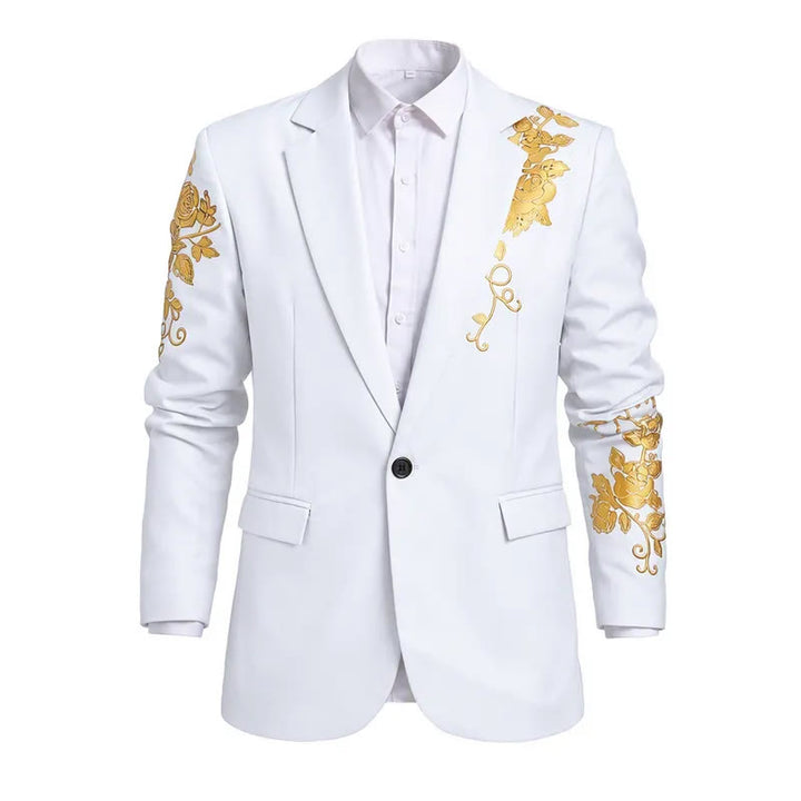 Herren-Partyblazer mit goldenem Blumenmuster - Weiß - 3XL - image 2