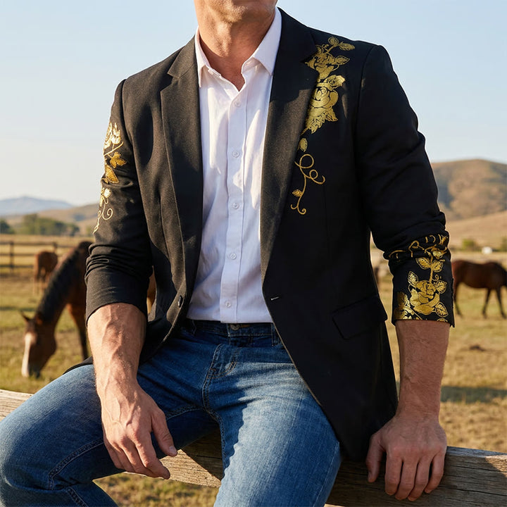 Herren-Partyblazer mit goldenem Blumenmuster - image 0