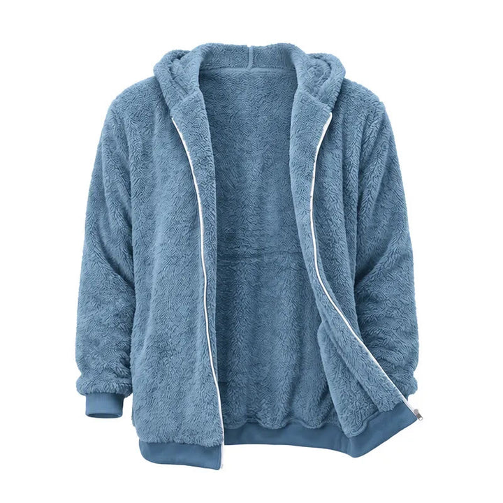 Herren-Fleece-Wintermantel mit Kapuze und Reißverschluss - Blau - 4XL - image 11
