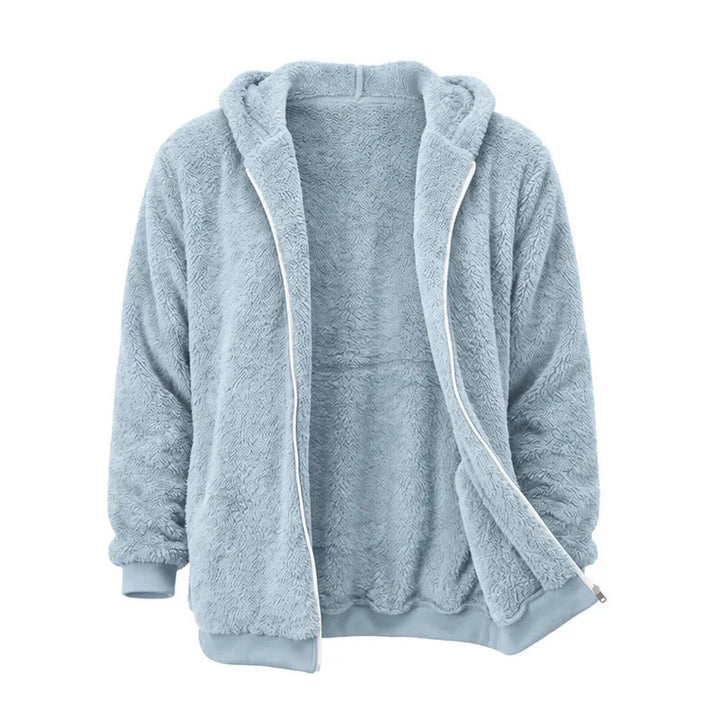 Herren-Fleece-Wintermantel mit Kapuze und Reißverschluss - Hellblau - 4XL - image 4