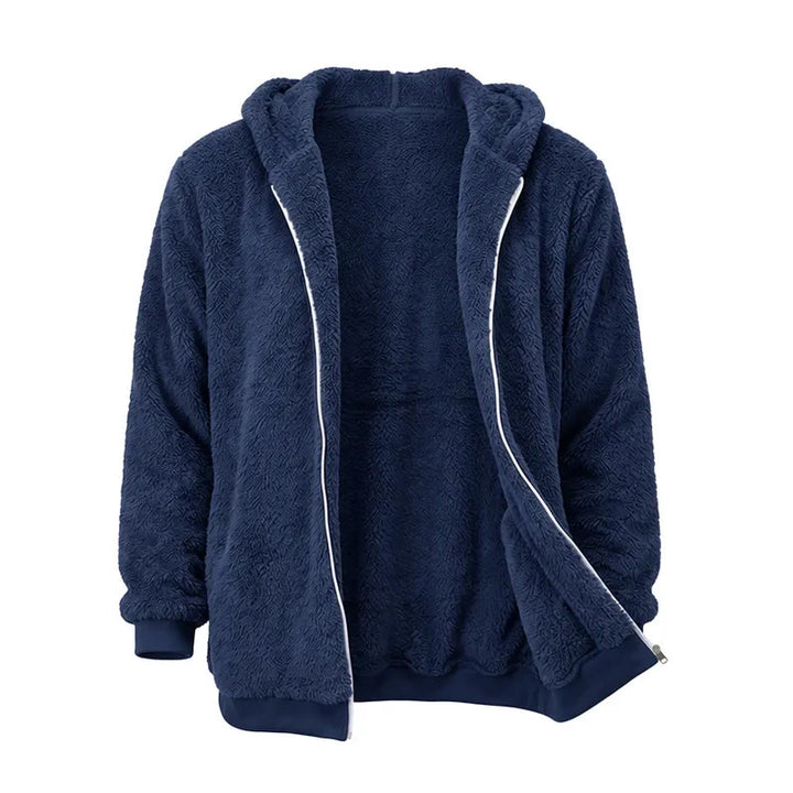 Herren-Fleece-Wintermantel mit Kapuze und Reißverschluss - Königsblau - 4XL - image 6