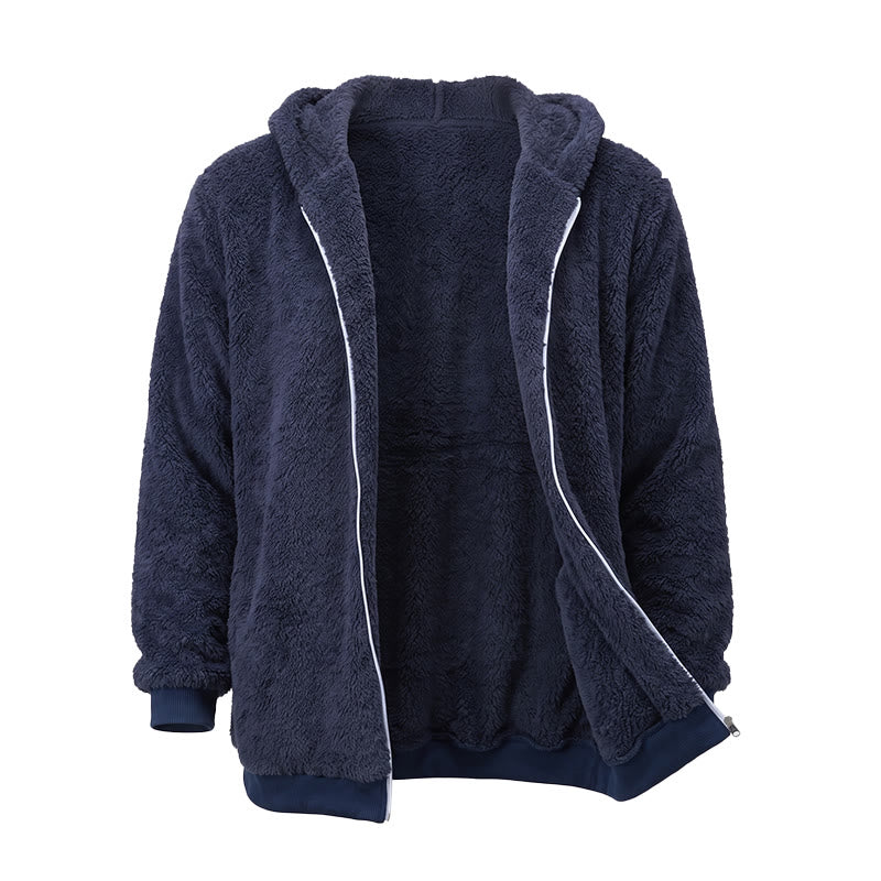 Herren-Fleece-Wintermantel mit Kapuze und Reißverschluss - image 2