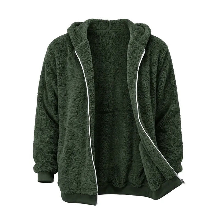 Herren-Fleece-Wintermantel mit Kapuze und Reißverschluss - Armeegrün - 4XL - image 7