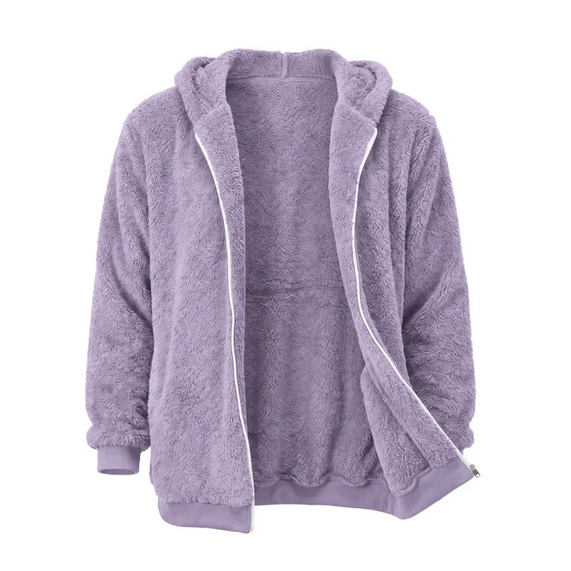 Herren-Fleece-Wintermantel mit Kapuze und Reißverschluss - Lila - 4XL - image 10
