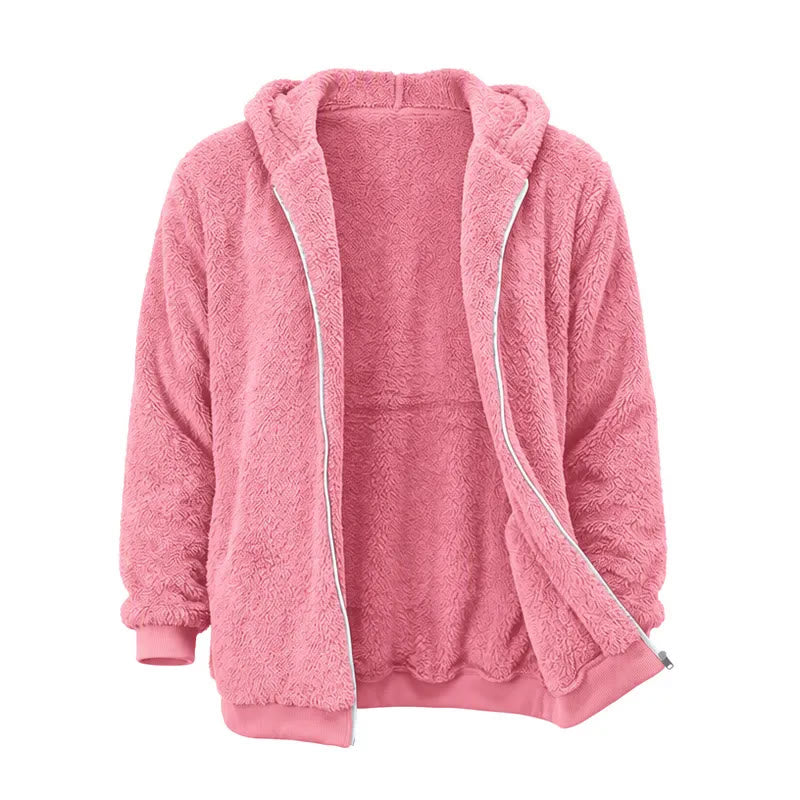 Herren-Fleece-Wintermantel mit Kapuze und Reißverschluss - Rosa - 4XL - image 12