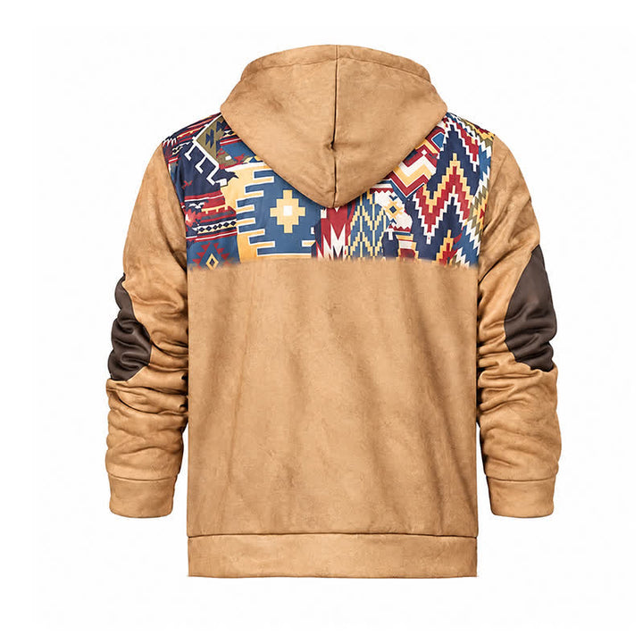 Herren-Vintage-Westernjacke im Azteken-Stil mit warmem Fleecefutter und Kapuze - image 10