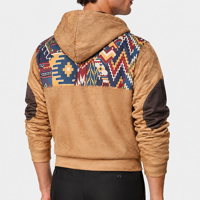 Herren-Vintage-Westernjacke im Azteken-Stil mit warmem Fleecefutter und Kapuze - image 2