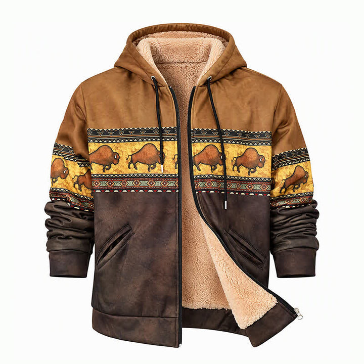 Winterarbeitsjacke mit Kapuze im Büffelmuster für Herren - image 9