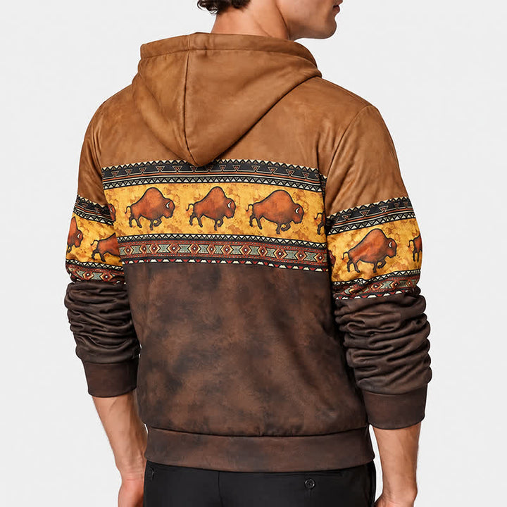 Winterarbeitsjacke mit Kapuze im Büffelmuster für Herren - image 2