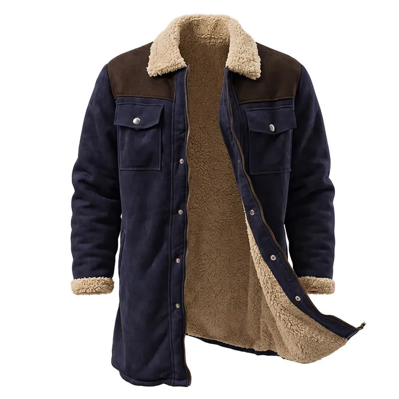 Vintage Western-Staubmantel mit vielen Taschen für Herren - Marineblau + Kaffee - 3XL - image 15