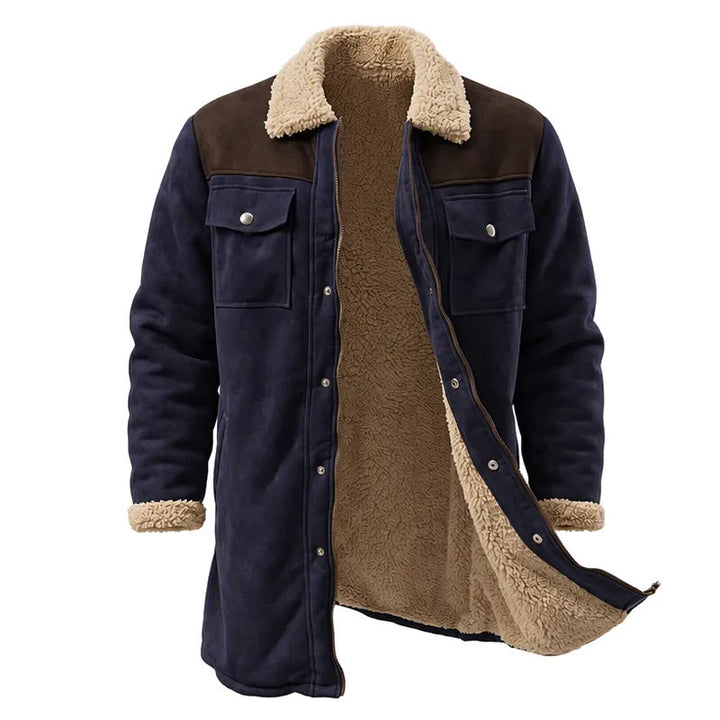 Vintage Western-Staubmantel mit vielen Taschen für Herren - Marineblau + Kaffee - 3XL - image 15