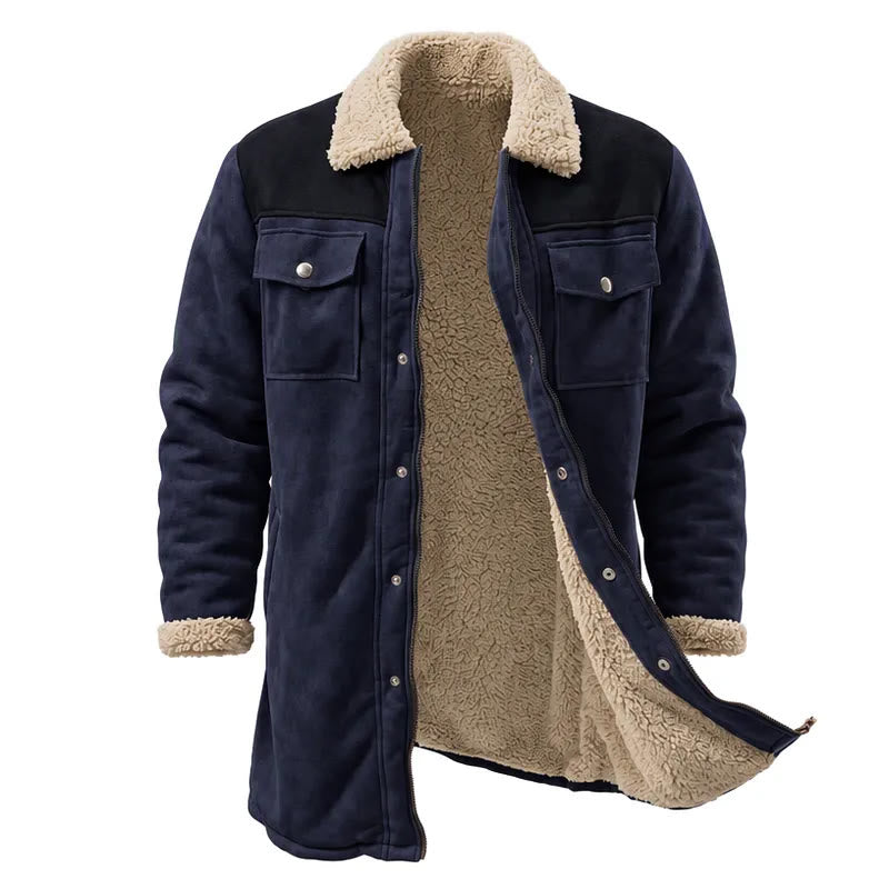 Vintage Western-Staubmantel mit vielen Taschen für Herren - Marineblau + Schwarz - 3XL - image 5