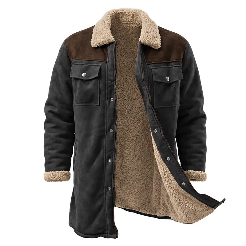 Vintage Western-Staubmantel mit vielen Taschen für Herren - Schwarz + Kaffee - 3XL - image 9