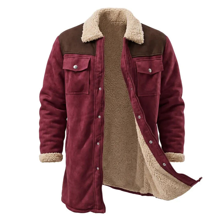 Vintage Western-Staubmantel mit vielen Taschen für Herren - Burgunder + Kaffee - 3XL - image 6