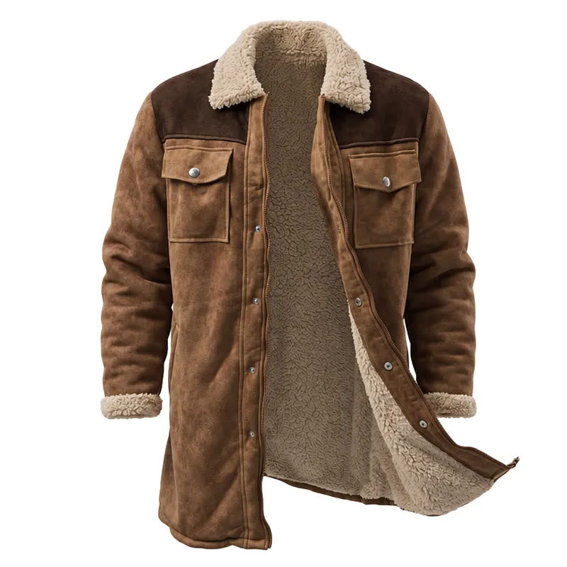 Vintage Western-Staubmantel mit vielen Taschen für Herren - Khaki + Kaffee - 3XL - image 7