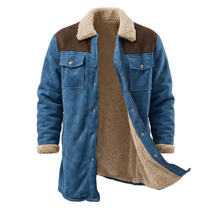 Vintage Western-Staubmantel mit vielen Taschen für Herren - Blau + Kaffee - 3XL - image 8