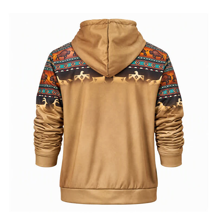 Herren-Kapuzenjacke mit 3D-Druck im Sunset Bison Tribal-Design, warmem Futter und warmem Futter - image 10