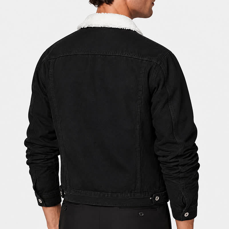 Warme Herren-Truckerjacke aus Denim mit Fleecekragen - image 2