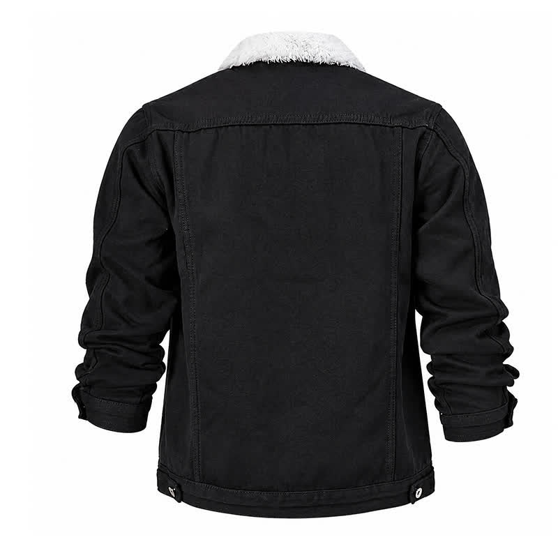 Warme Herren-Truckerjacke aus Denim mit Fleecekragen - image 10