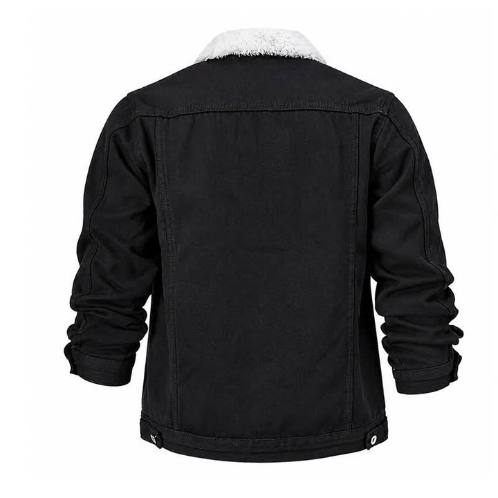 Warme Herren-Truckerjacke aus Denim mit Fleecekragen - image 10