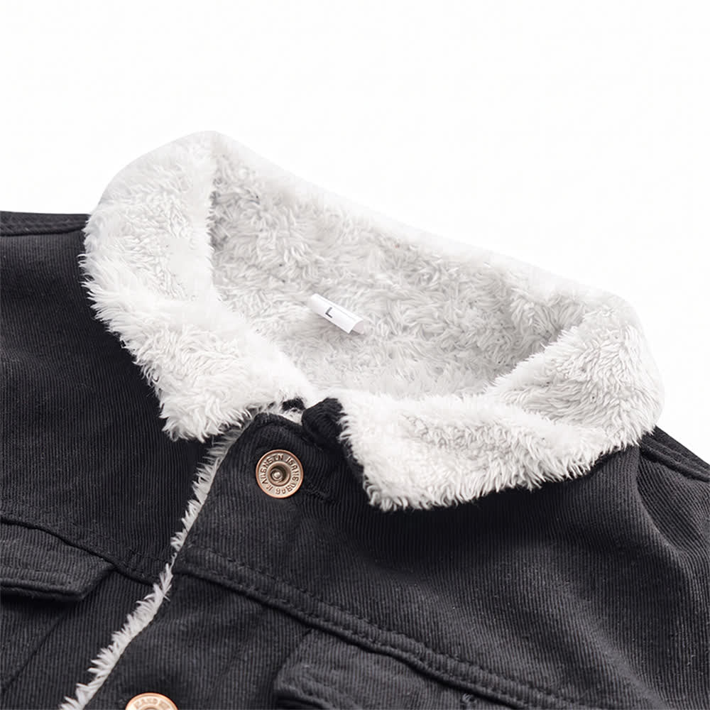 Warme Herren-Truckerjacke aus Denim mit Fleecekragen - image 4