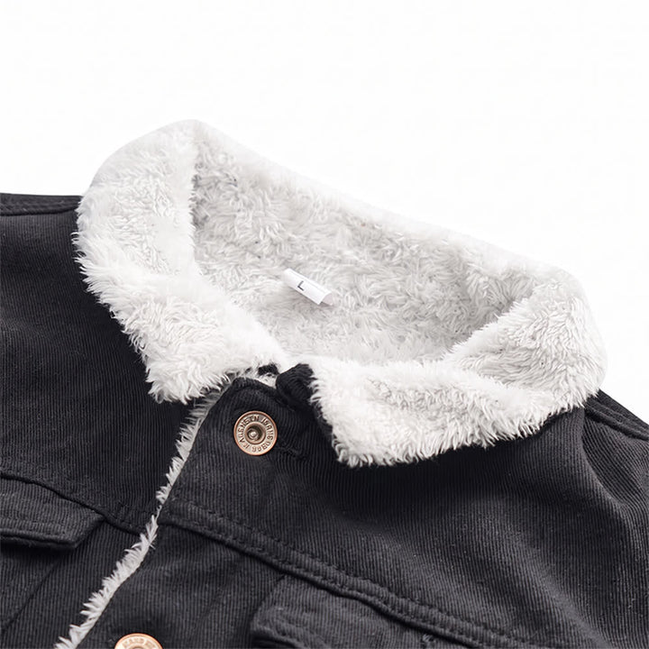 Warme Herren-Truckerjacke aus Denim mit Fleecekragen - image 4