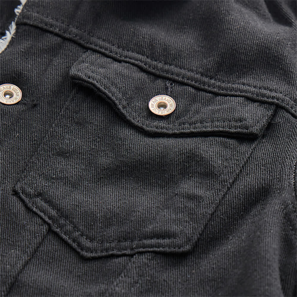 Warme Herren-Truckerjacke aus Denim mit Fleecekragen - image 6