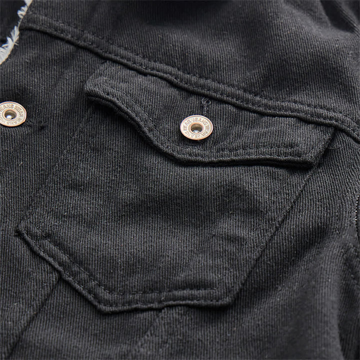 Warme Herren-Truckerjacke aus Denim mit Fleecekragen - image 6