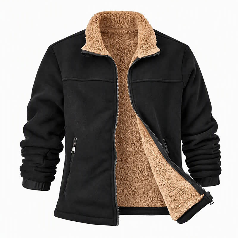 Dicke, thermische Herren-Winterjacke mit Reißverschluss und Stehkragen - image 14