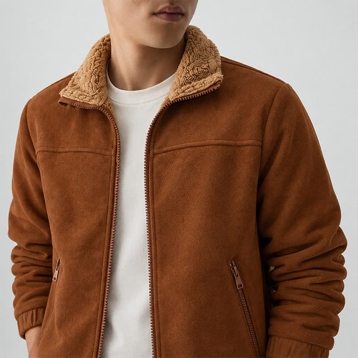 Dicke, thermische Herren-Winterjacke mit Reißverschluss und Stehkragen - image 3
