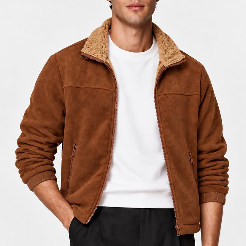 Dicke, thermische Herren-Winterjacke mit Reißverschluss und Stehkragen - image 1