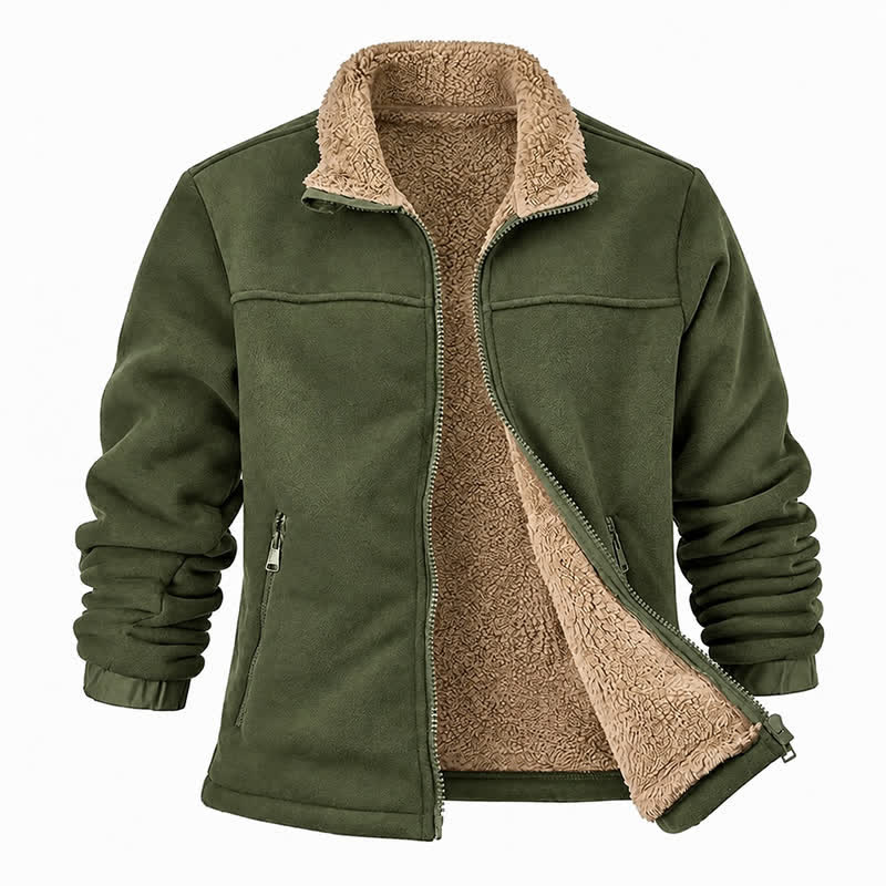 Dicke, thermische Herren-Winterjacke mit Reißverschluss und Stehkragen - image 16