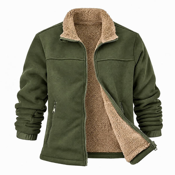 Dicke, thermische Herren-Winterjacke mit Reißverschluss und Stehkragen - image 16