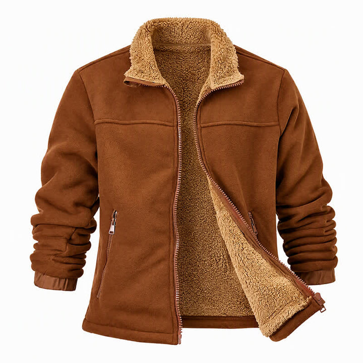 Dicke, thermische Herren-Winterjacke mit Reißverschluss und Stehkragen - image 12