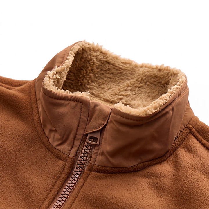Dicke, thermische Herren-Winterjacke mit Reißverschluss und Stehkragen - image 7