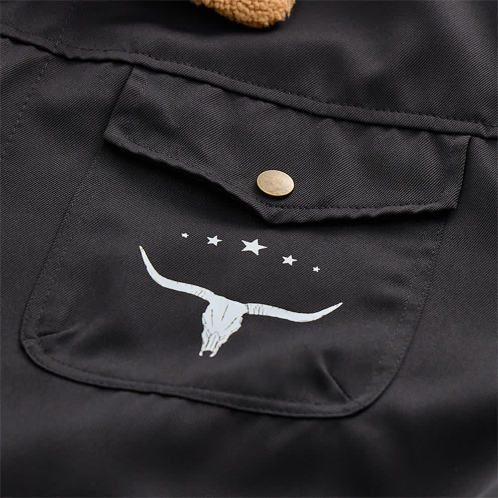 Herren-Westernjacke aus Canvas mit Stehkragen und Bullenprint. - image 9
