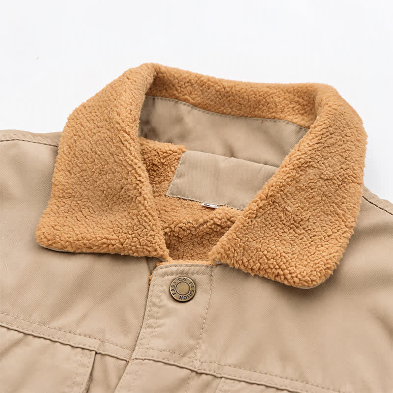 Vintage Herren Winter Truckerjacke aus dickem, warmem Canvas - image 2