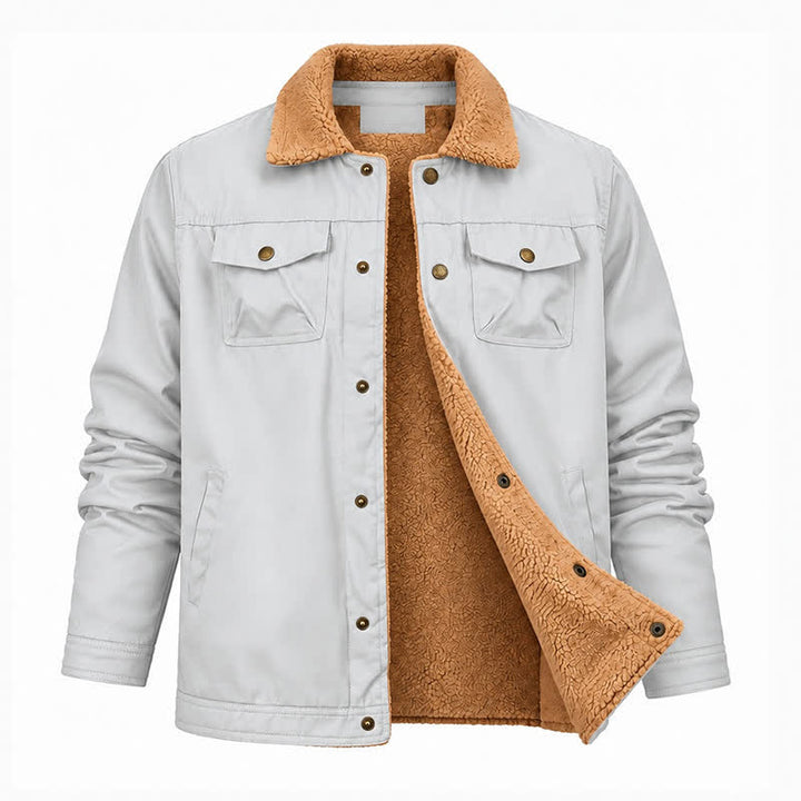 Vintage Herren Winter Truckerjacke aus dickem, warmem Canvas - image 11