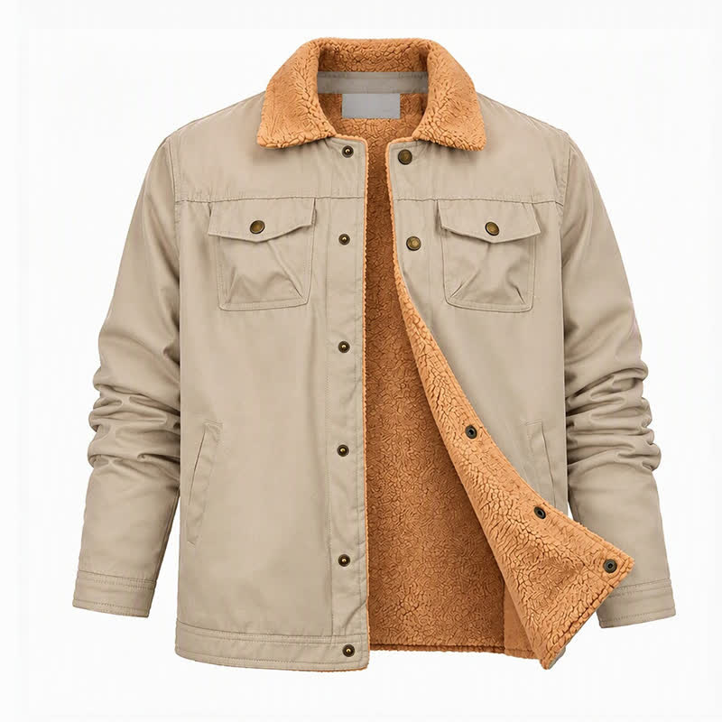 Vintage Herren Winter Truckerjacke aus dickem, warmem Canvas - image 1