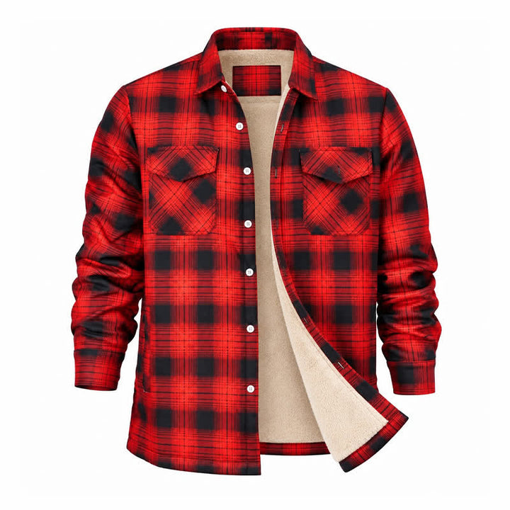 Dicke, rotkarierte Herren-Winterarbeitshemdjacke - image 9