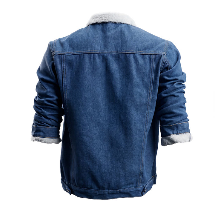 Herren-Truckerjacke aus Denim mit Fleecefutter - image 9
